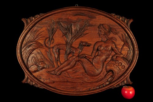 Antique carved oak bas - antique,