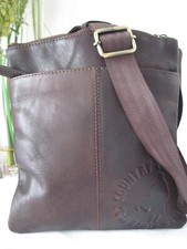 COUNTRY CLASSICS!! BEAUTIFUL RICH DARK BROWN LEATHER X BODY MESSENGER BAG!! NWOT