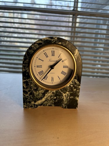 Vintage marble mantel clock - vintage,