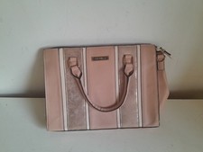 Pink & Gold Catwalk Collection Tote Handbag With A Metallic Stripe Design VGC
