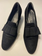 Vintage Russell Bromley Women's Shoes Black Leather Block Mid-Heel EU 39 UK 6