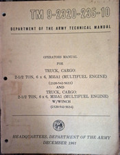 TM9-2320-235-10 M35A1 2-1/2 Ton Truck Cargo 1961 Operators Maintenance book Army