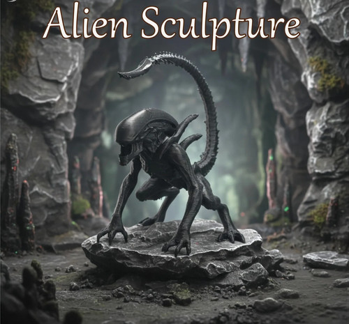 Black alien figurine sci - black,