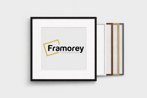 Square photo frame black - black, white