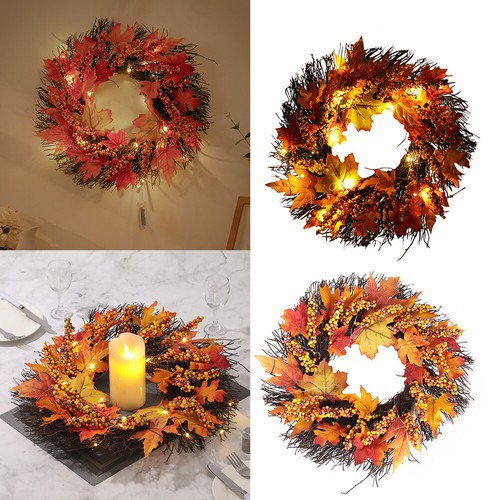 45cm fall wreath - with, led