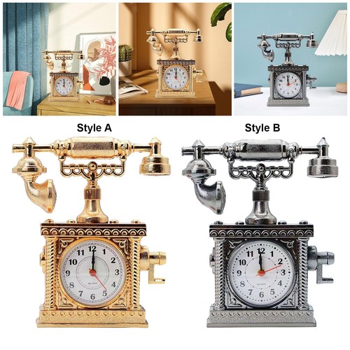 Vintage telephone table - telephone, clock