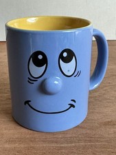 Vintage 90s Trade Winds Funny Face Blue Yellow Mug. Excellent Condition
