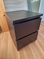 IKEA Malm Black Bedside Table 2-Drawer 40x55x48cm Good Condition