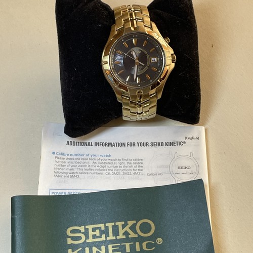 Seiko kinetic 5m62a gold 100m - seiko,