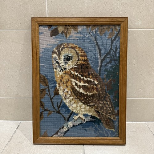 Needlepoint owl art work - needlepoint, cross