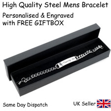 Personalised Steel Identity Mens Bracelet -Birthday Gift 9inch Christmas Gift