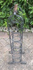 Lovely Decorative Vintage Black Metal Wood Toilet Roll Towel Holder Rack Stand