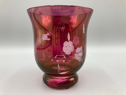 Hand cut red cranberry glass - hand,