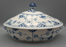 Oval Tureen with Cover – Royal Copenhagen Blue Fluted Half Lace – 23cm Long