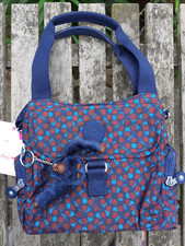 KIPLING FAIRFAX CROSS BODY BAG & SYMI PURSE SET, GEOMETRIC RED /BLUE DOT, BNWT