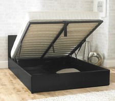 BLACK LEATHER OTTOMAN BED