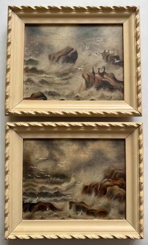 Pair antique marine oil - antique,