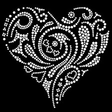 Hotfix diamante tribal love heart transfer hot iron on -ideal Valentine Present!