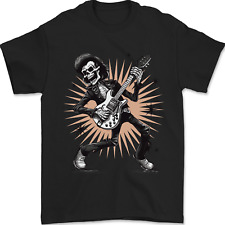 Rockabilly Skeleton Skull Guitar Rock n Roll Music Mens T-Shirt 100% Cotton