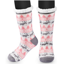 Non-Slip Socks, Winter Slippers Socks, Women's Non-Gliding Knitted Fleece Lined 