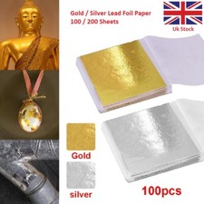 200 Sheets Gold Silver Copper Leaf Foil Gilding Art Paper Nail Metallic Transfer