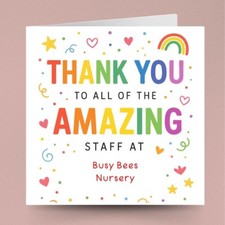 Personalised Thank You Card for Nursery Pre-School Teacher All Staff At School