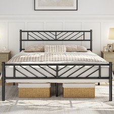 3/4.6/5FT Heavy Metal Bed Frame with Headboard and Footboard Heavy Duty Slat