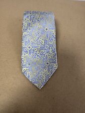 Duchamp London Tie Silk Handmade Floral Celtic Holographic Blue Yellow Stitched