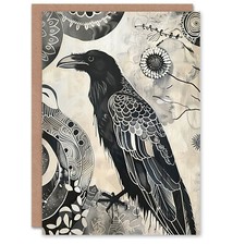Greeting Card Black Raven Bird
