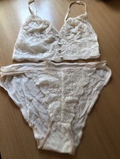 Vintage 1980's Womens Charlemont cream Lace effect lingerie set - size 10-12