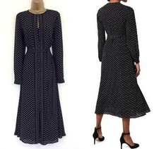 Hobbs Occasion Shirt Dress UK 14 Immaculate Thea Black White Polka Dot Lined