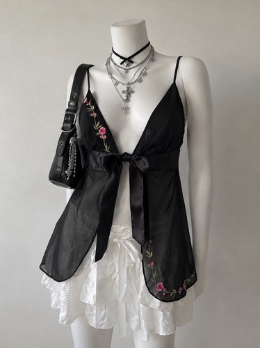 Vintage black babydoll slip - black,