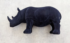 Velvet Rhino Statue Animal Sculpture Home Office Decor Ornament Rhinoceros Navy