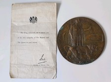 WW1 Bronze Memorial Plaque/Death Penny and Condolence Note  Angus Cameron 120mm