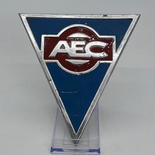 AEC Bus Radiator Badge – Red & Blue Enamel – Vintage Original Coach Emblem