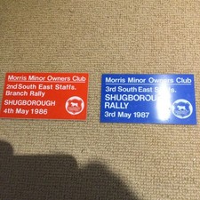 Two Morris Minor Owners Club Rally Plaques.
