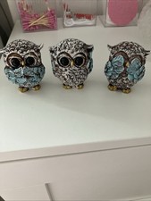 Set of 3 Cute Owl Figurines