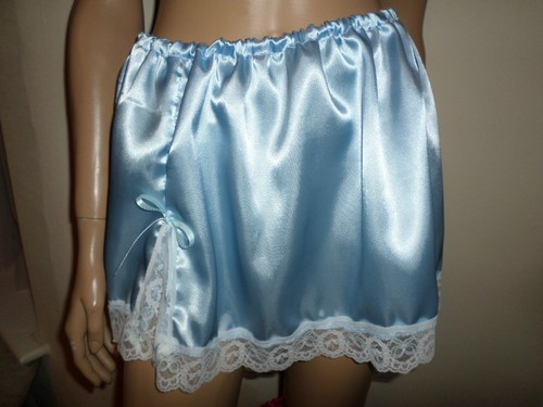 Blue satin lace mini petticoat - blue,