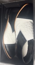 Genuine Ostrich Leather Dress Shoes 13 D Discontinued EUC Rockabilly Black White
