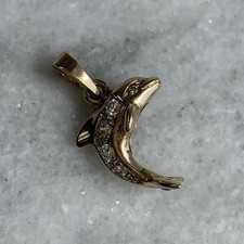 CZ Dolphin Pendant 9ct 9k