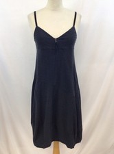 Marithe Fracoism Girbaud Pin Stripe Black And Grey Ballon Midi Strappy Dress 