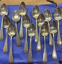 14 Antique/Vintage Nickel Silver Teaspoons Marked MIRROR NS