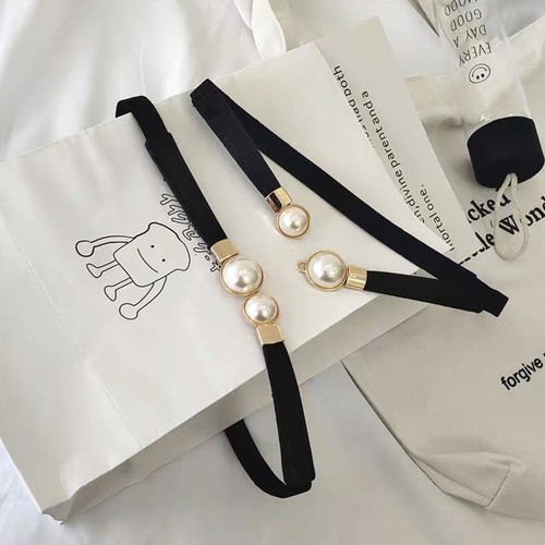 2pcs pearl buckle waistband - pearl,