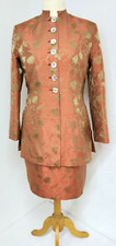 Patsy Seddon Womens 2 Pice Silk Dress UK Size 12 Salmon and Beige Colour