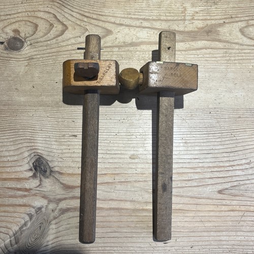 Pair vintage wood and brass - pair, of
