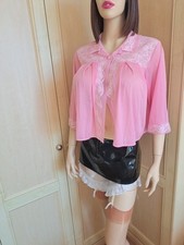 Rare Vintage Henson Rickerrick Elegant Pink Lacy Large Nylon Bed Jacket/Blouse
