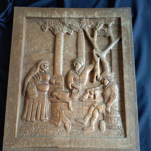 Vintage carved wood panel - vintage,