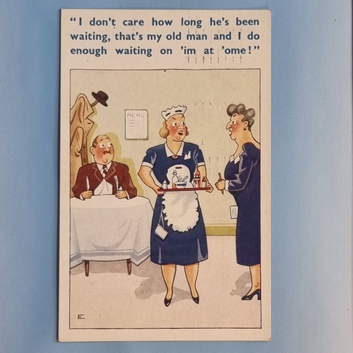 Comic postcard 1953 cafe - comic,
