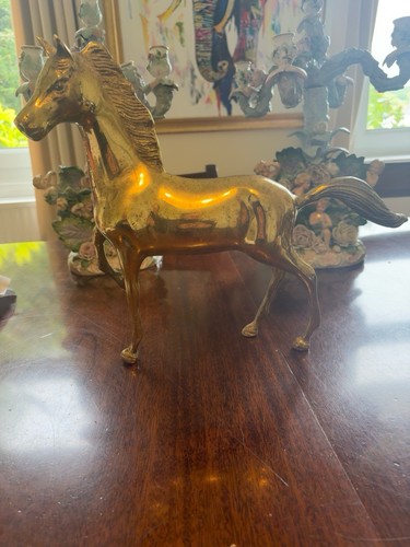 Large heavy solid brass horse - large,