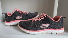 Skechers Womens Flex Appeal 2.0 Dual Lite Trainers Grey Pink Size UK 6